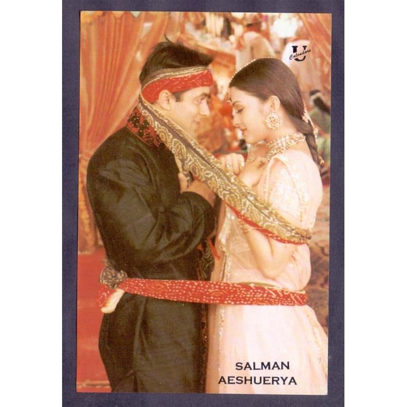 Aishwarya Rai and Salman Khan * Vintage Bollywoord Postcard * (Universal) (A8)
