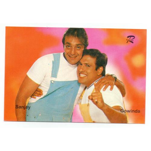 Sanjay Dutt and Govinda * Vintage Bollywoord Postcard * (RUBY) (A9)