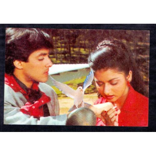 Bhagyashree and Salman Khan * Vintage Bollywoord Postcard * (BAP) (A5)