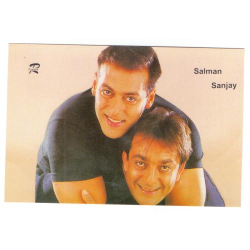 Sanjay Dutt and Salman Khan  * Vintage Bollywoord Postcard * (RUBY) (A9)