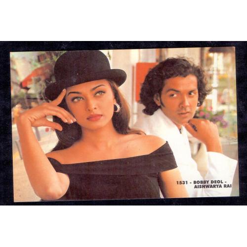 Aishwarya Rai and Bobby Deol * Vintage Bollywoord Postcard * (Royal) (A10)